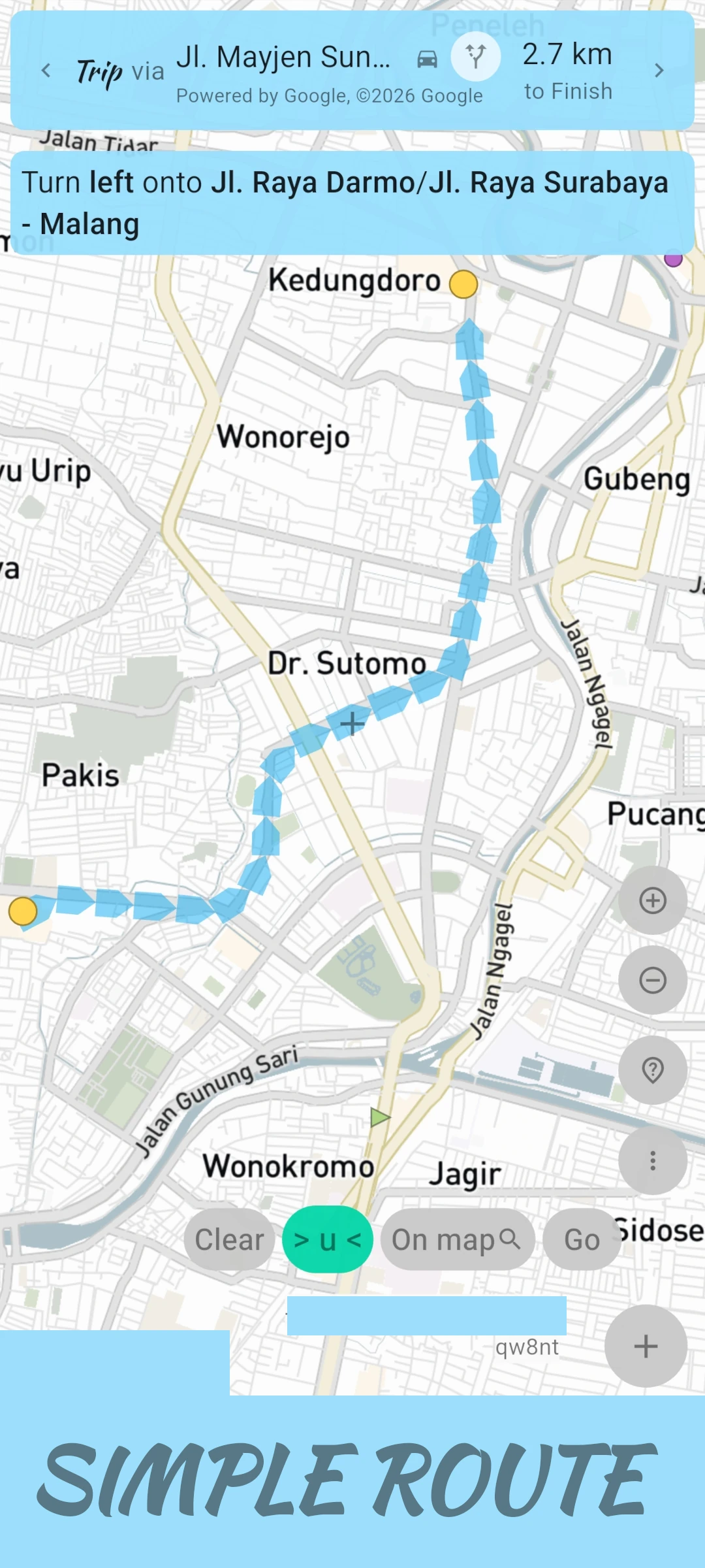 screenshot of simple route